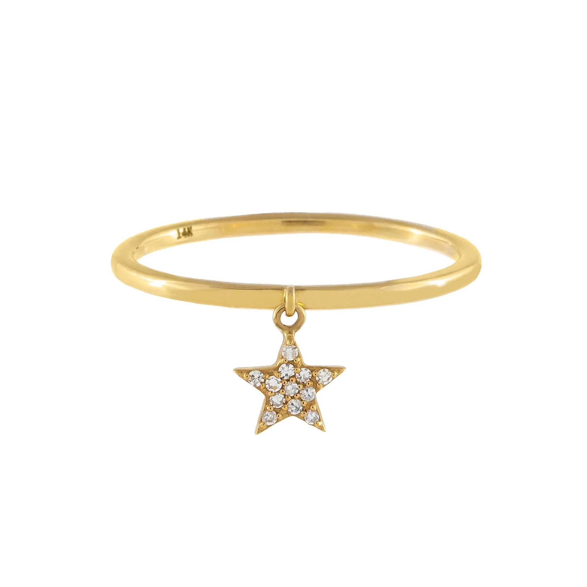 Diamond Star Charm Ring 14K sold by Adina Eden's