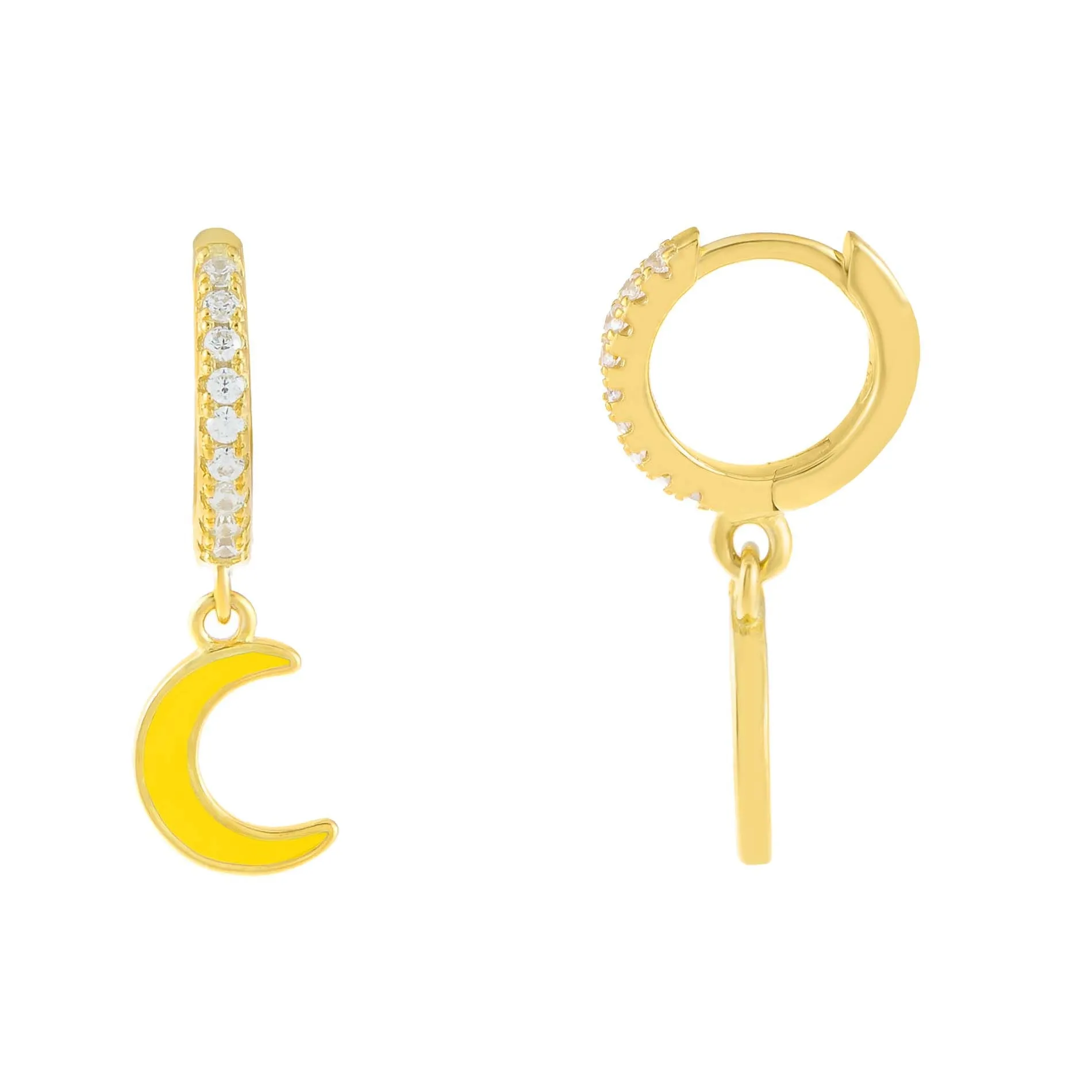 CZ Enamel Moon Huggie Earring sold by Adina Eden's product image thumbnail 3