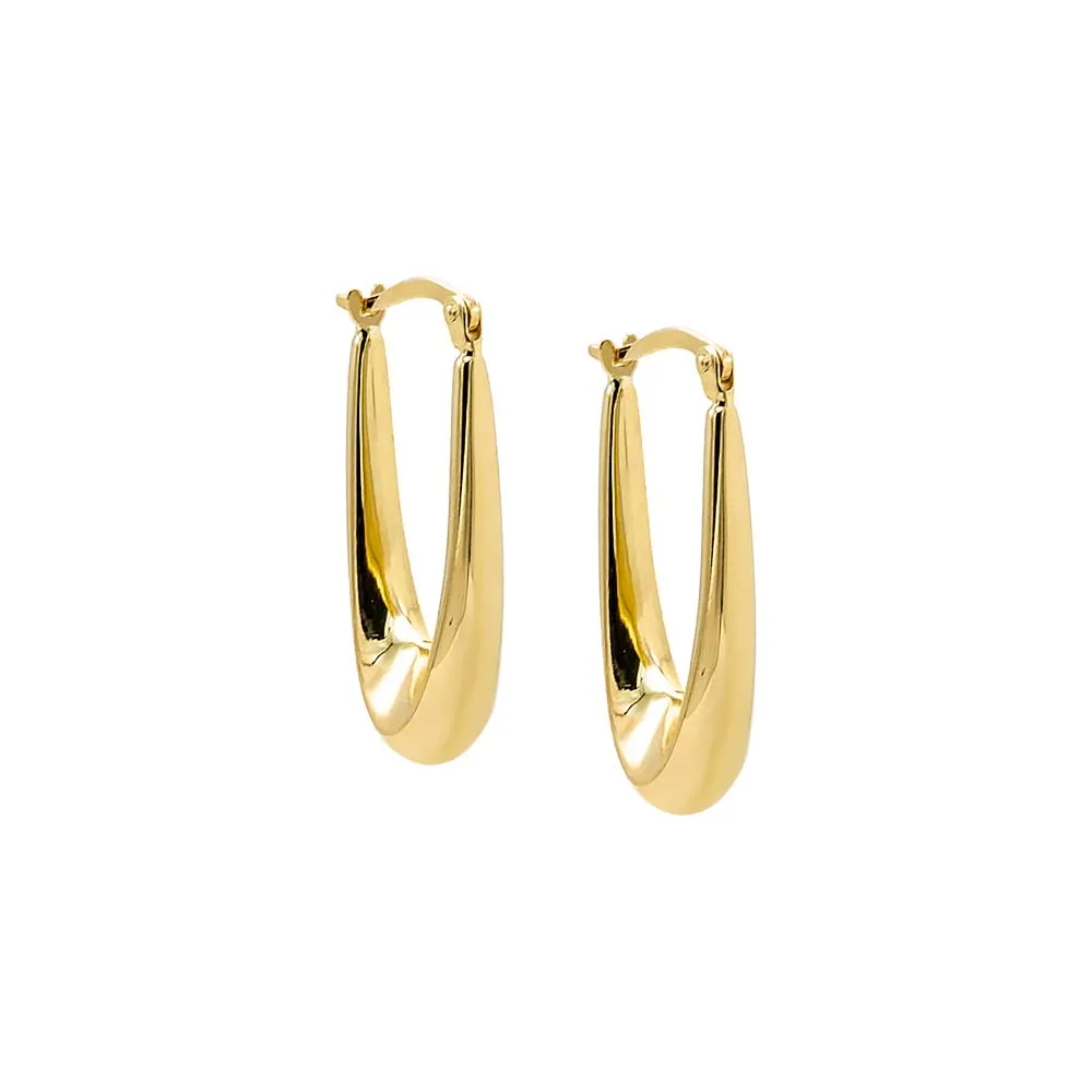 Solid Elongated Graduated Hoop Earring 14K sold by Adina Eden's