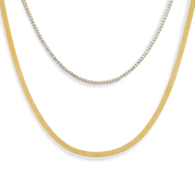 Diamond & Chain Necklace Combo Set sold by Adina Eden's
