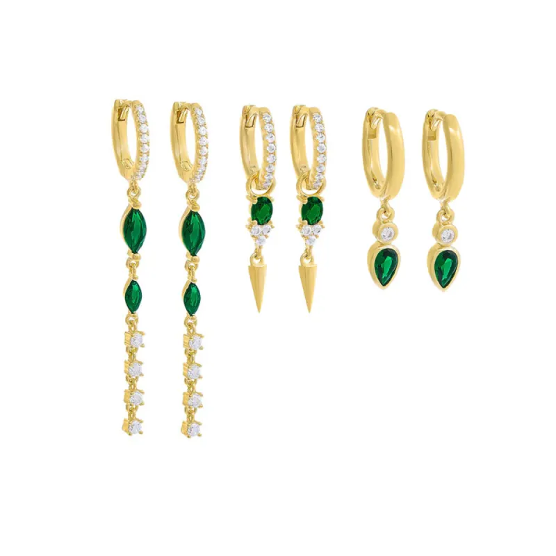 Green Lover Drop Earring Combo Set sold by Adina Eden's