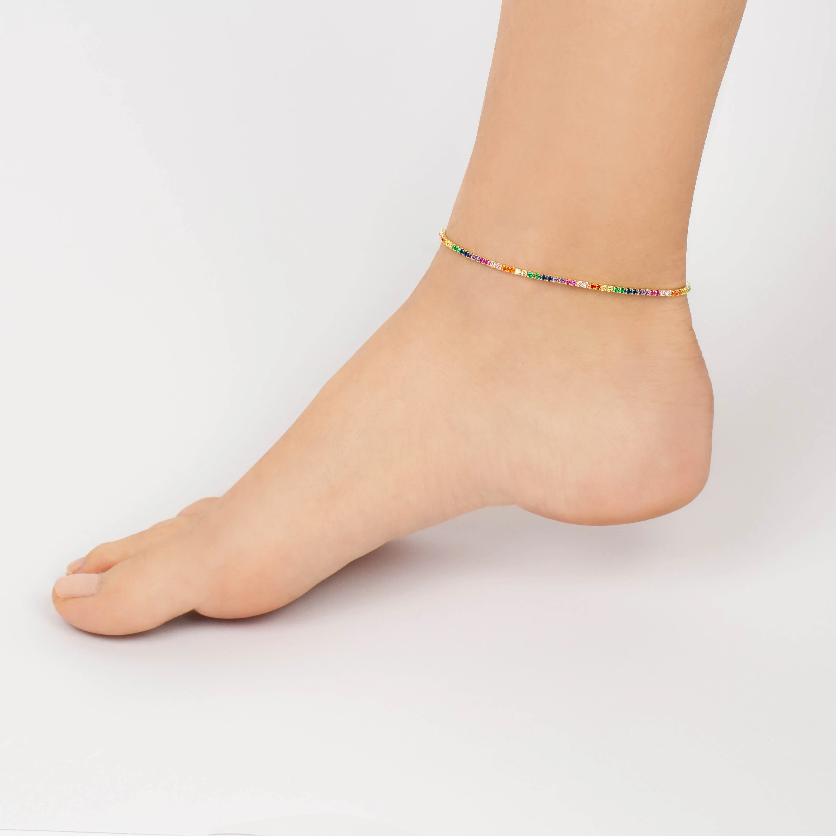 Rainbow Tennis Anklet sold by Adina Eden's product image thumbnail 2