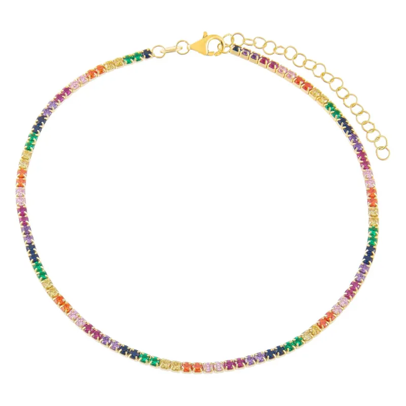 Rainbow Tennis Anklet sold by Adina Eden's
