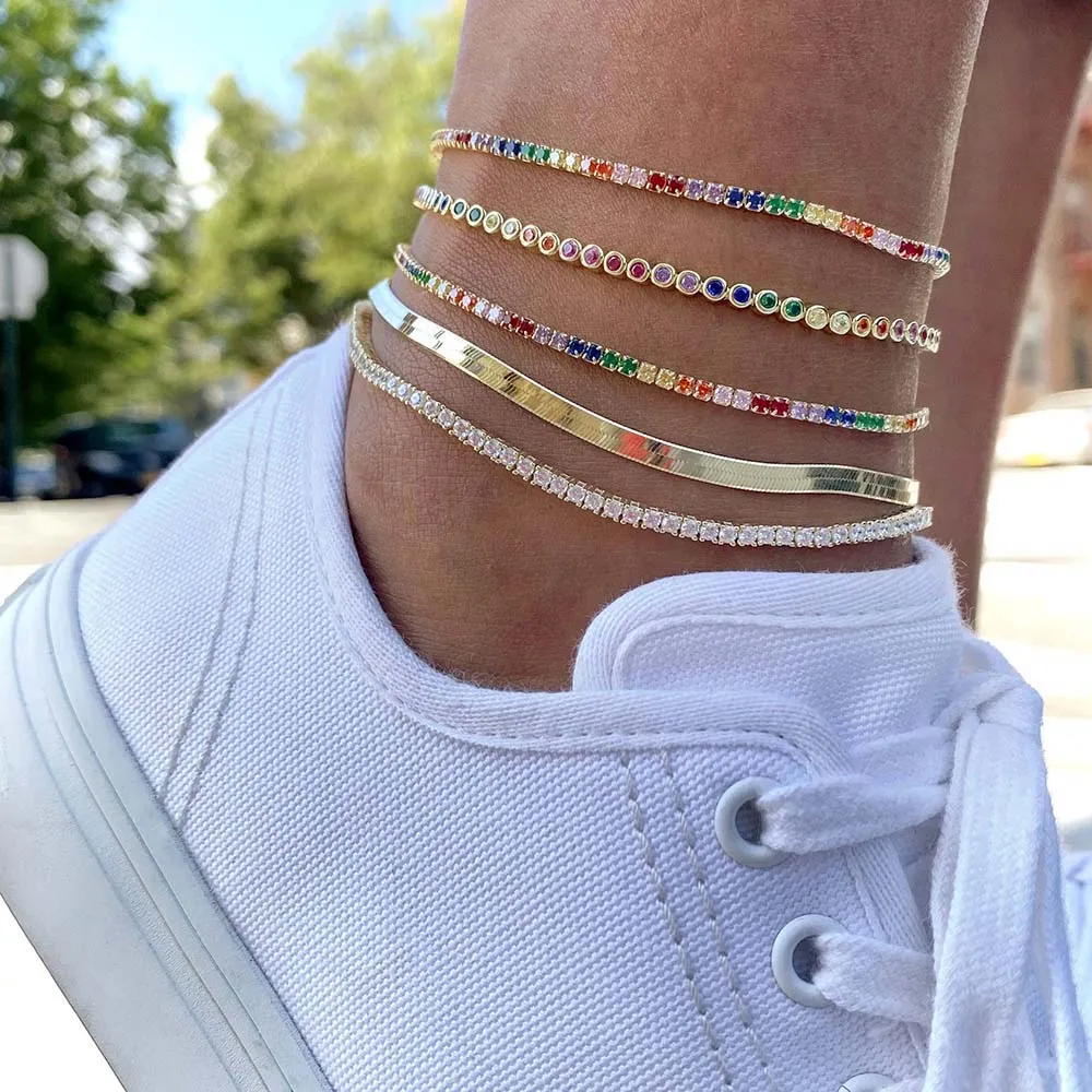 Rainbow Tennis Anklet sold by Adina Eden's product image thumbnail 3