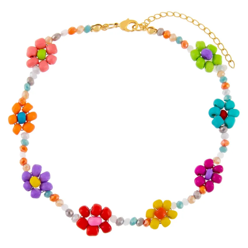Rainbow Flower Beaded Anklet sold by Adina Eden's
