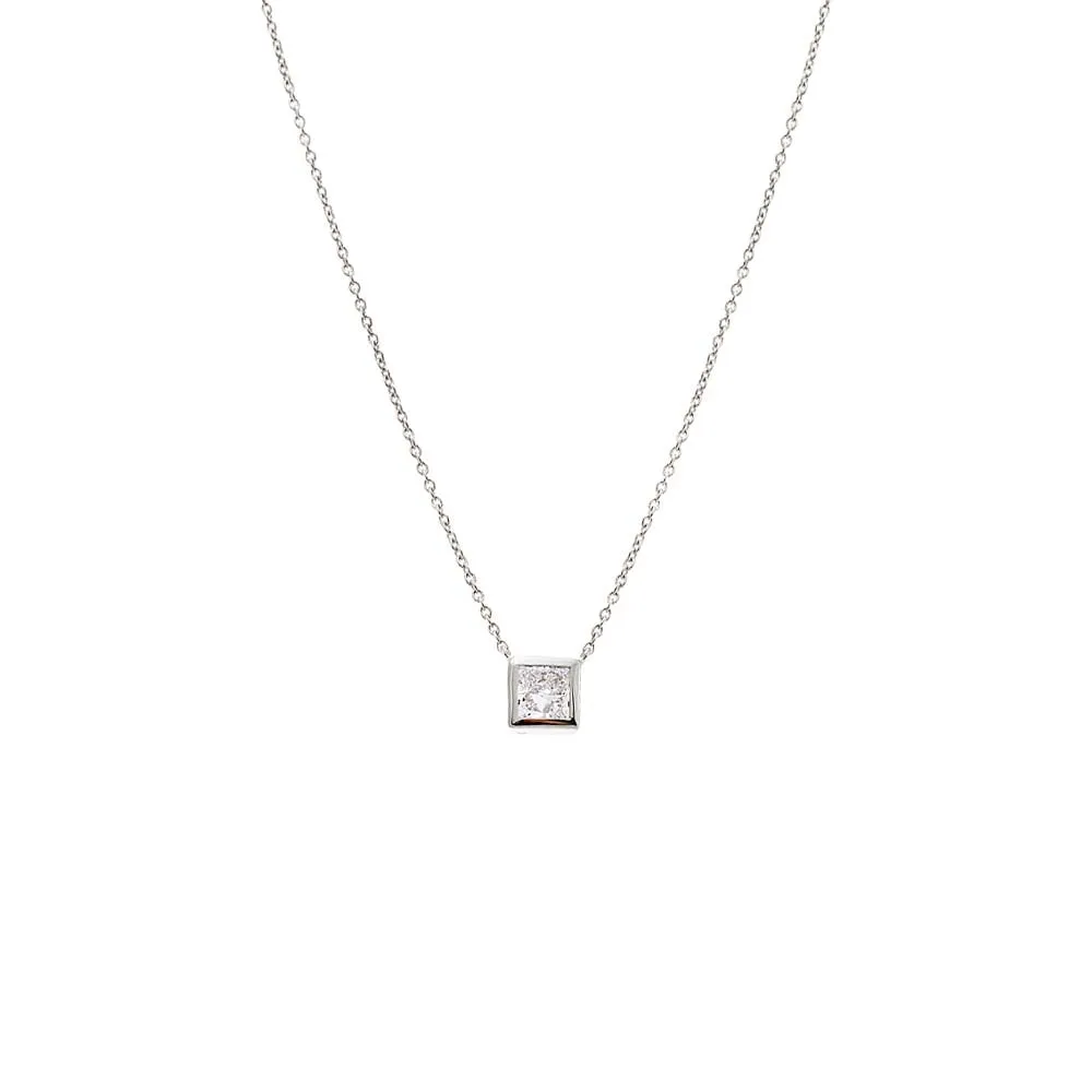Lab Grown Diamond Princess Cut Bezel Necklace 14K sold by Adina Eden's product image thumbnail 4