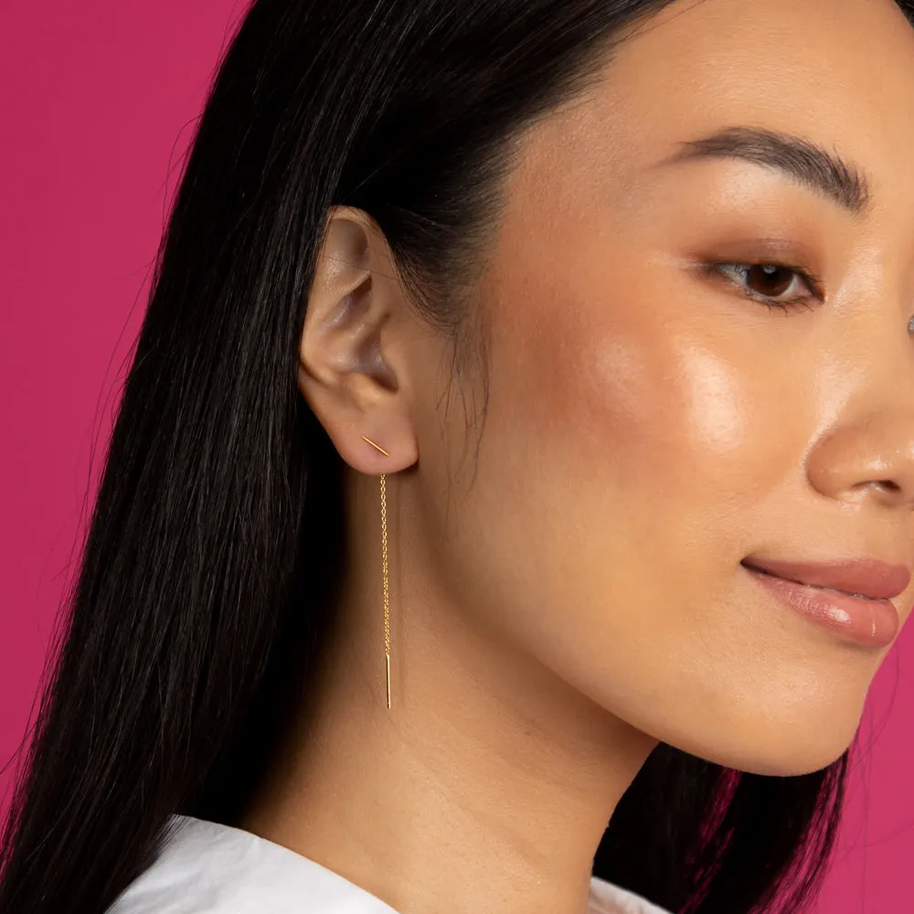 Solid Bar Threaded Chain Drop Earring sold by Adina Eden's product image thumbnail 2