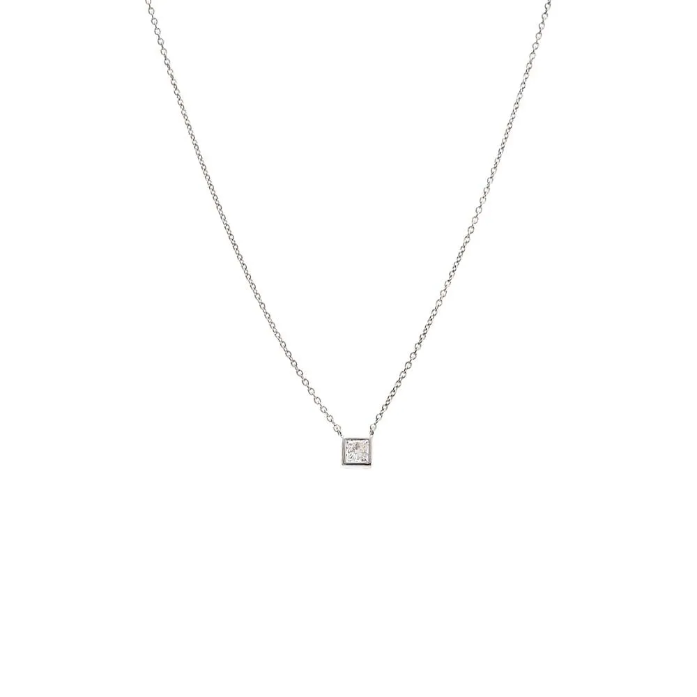 Lab Grown Diamond Princess Cut Bezel Necklace 14K sold by Adina Eden's product image thumbnail 5