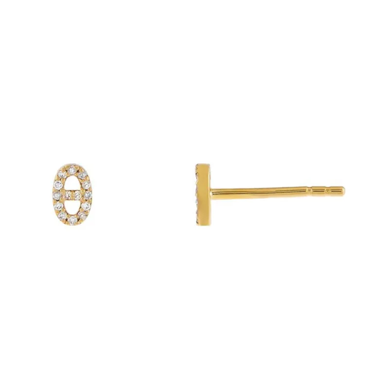 Diamond Mini Mariner Stud Earring 14K sold by Adina Eden's