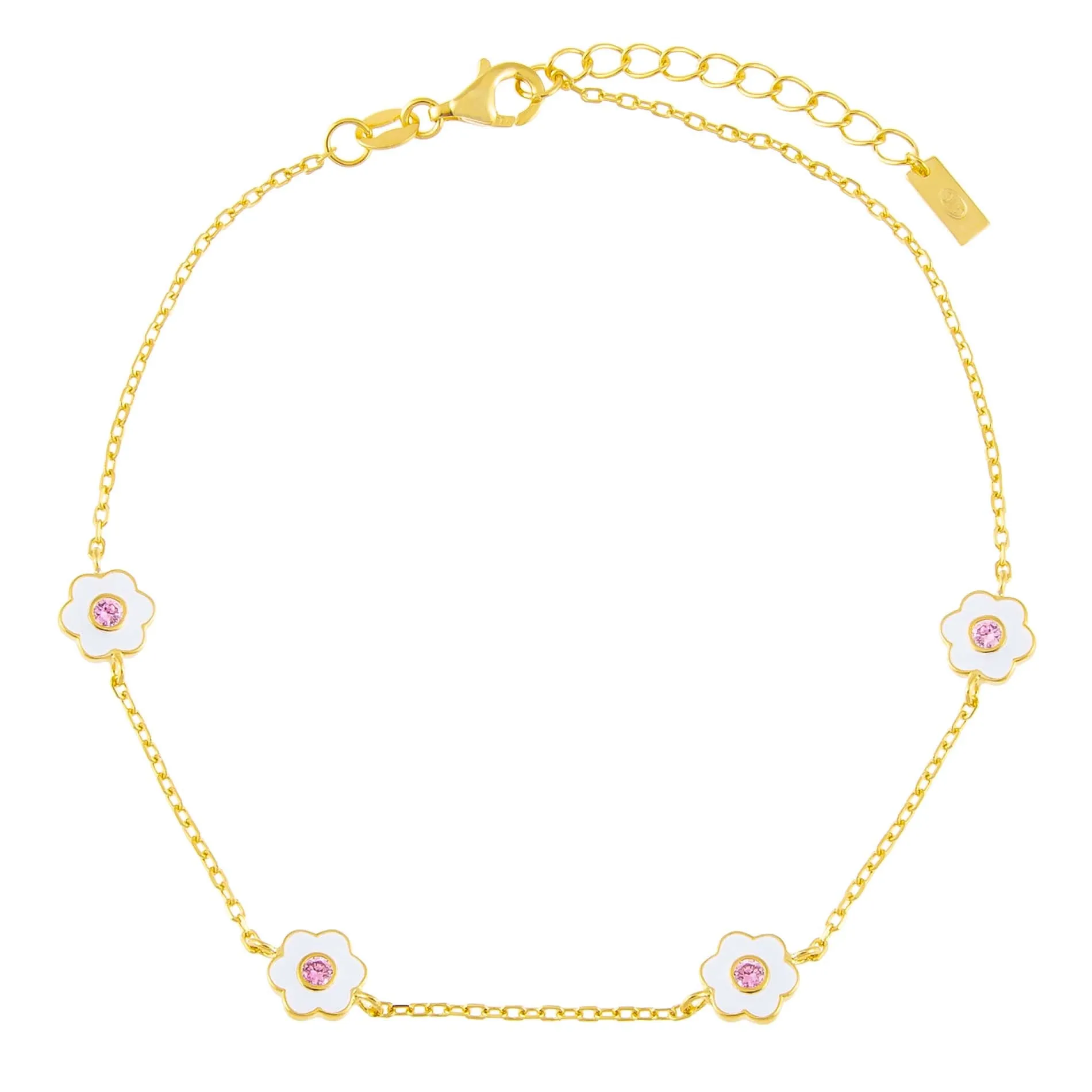 Enamel Pink Flower Anklet sold by Adina Eden's
