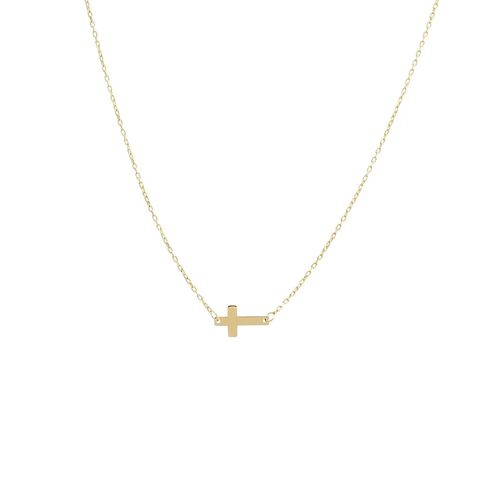 Mini Solid Cross Necklace 14K sold by Adina Eden's