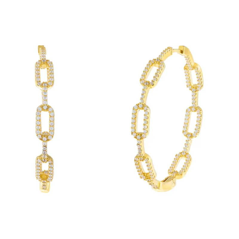 Pavé Triple Link Hoop Earring sold by Adina Eden's