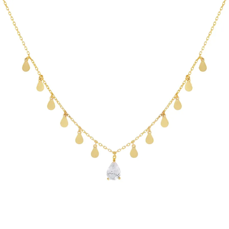 CZ X Solid Teardrop Necklace sold by Adina Eden's