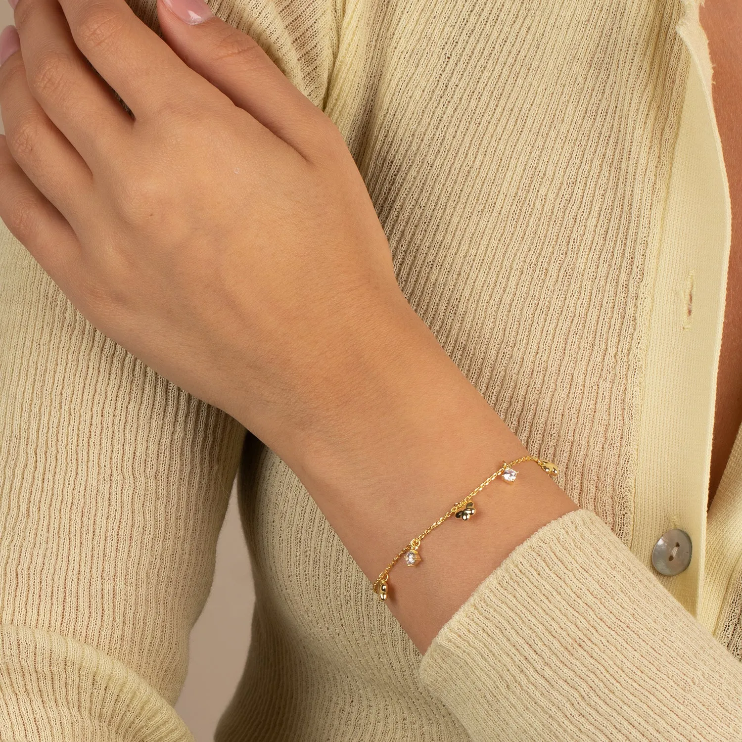 CZ X Puffy Butterfly Dangling Bracelet sold by Adina Eden's product image thumbnail 2