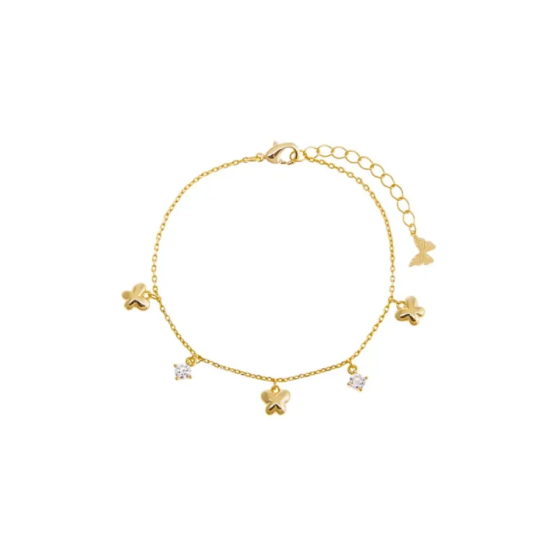 CZ X Puffy Butterfly Dangling Bracelet sold by Adina Eden's