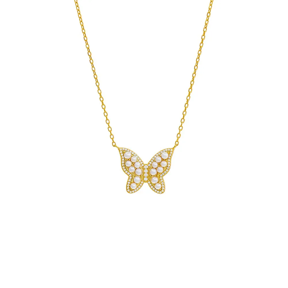 Pearl Butterfly Necklace sold by Adina Eden's