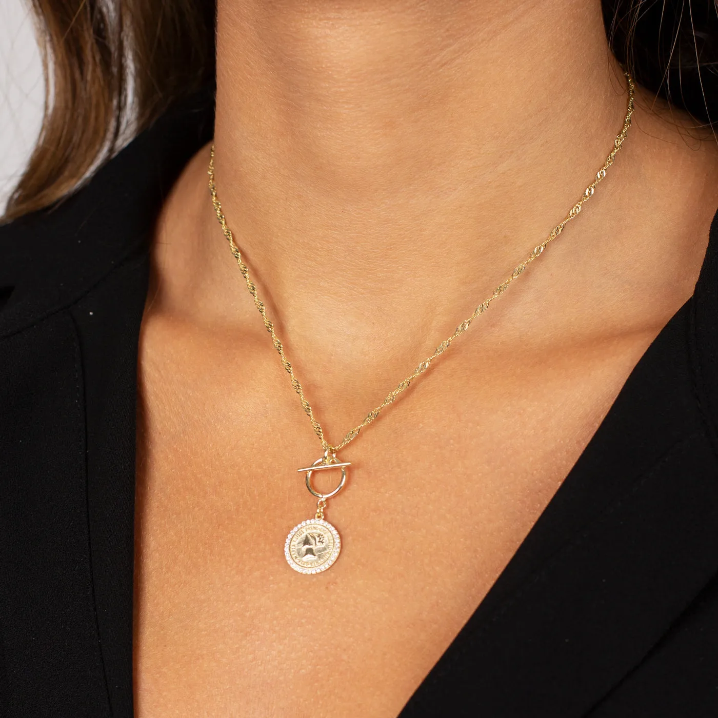 Pavé Coin X Toggle Necklace sold by Adina Eden's product image thumbnail 3
