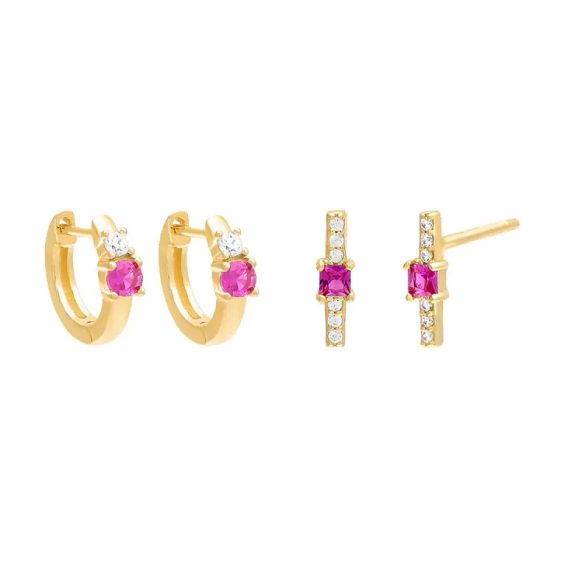 CZ x Colored Earring Combo Set sold by Adina Eden's