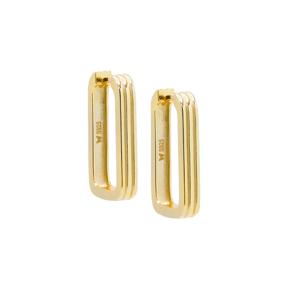 Solid Wide Lined Oval Shape Huggie Earring sold by Adina Eden's