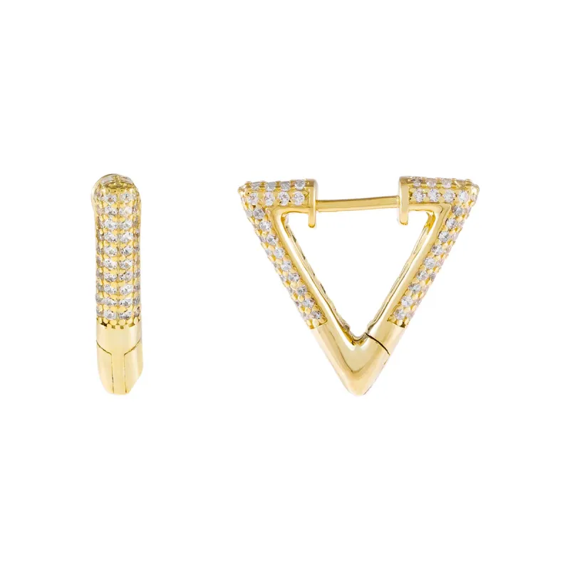 Pavé Triangle Huggie Earring sold by Adina Eden's