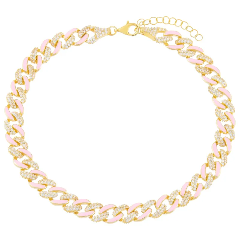 Pastel Enamel Chain Link Anklet sold by Adina Eden's