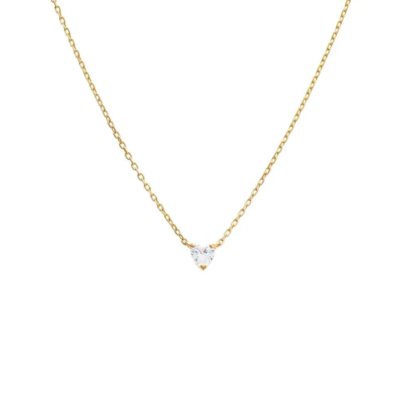 CZ Solitaire Heart Pendant Necklace 14K sold by Adina Eden's