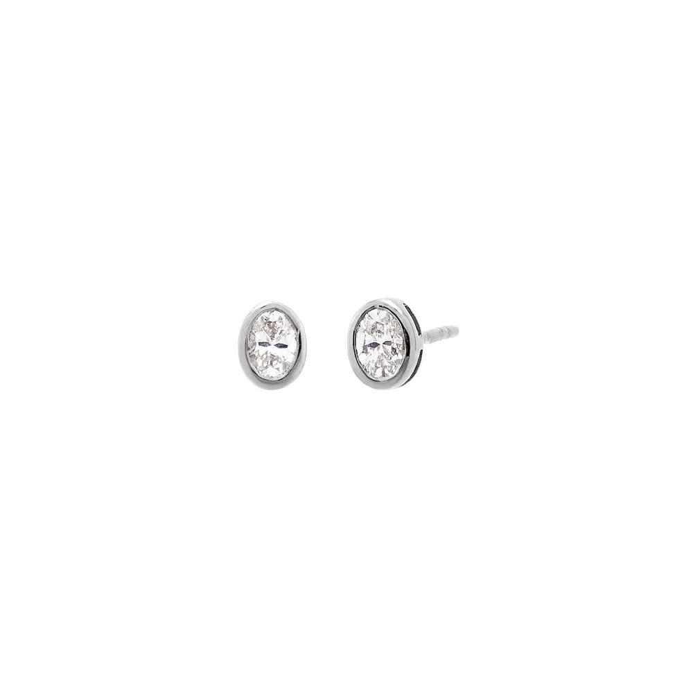 Lab Grown Diamond Oval Bezel Stud Earring 14K sold by Adina Eden's product image thumbnail 5