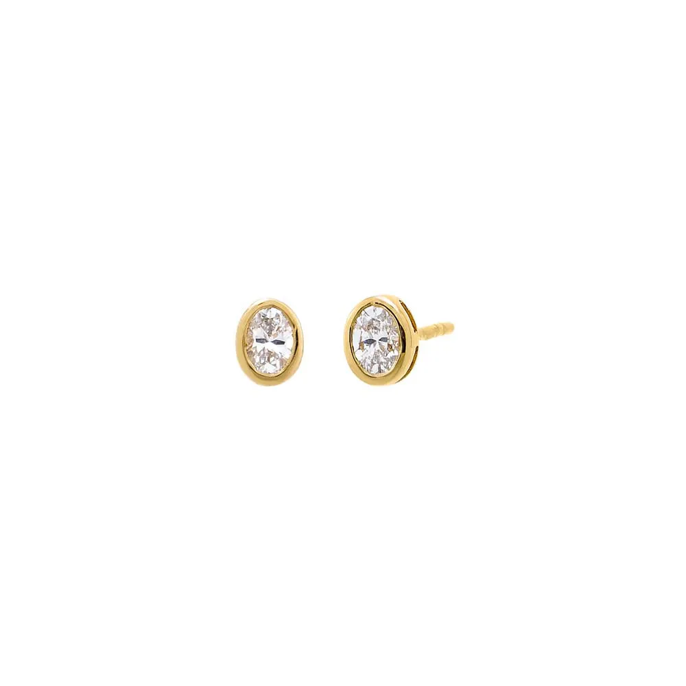 Lab Grown Diamond Oval Bezel Stud Earring 14K sold by Adina Eden's product image thumbnail 3