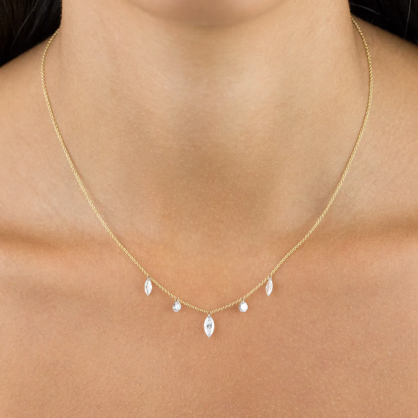 Floating Diamond Marquee & Round Necklace 18K sold by Adina Eden's product image thumbnail 2