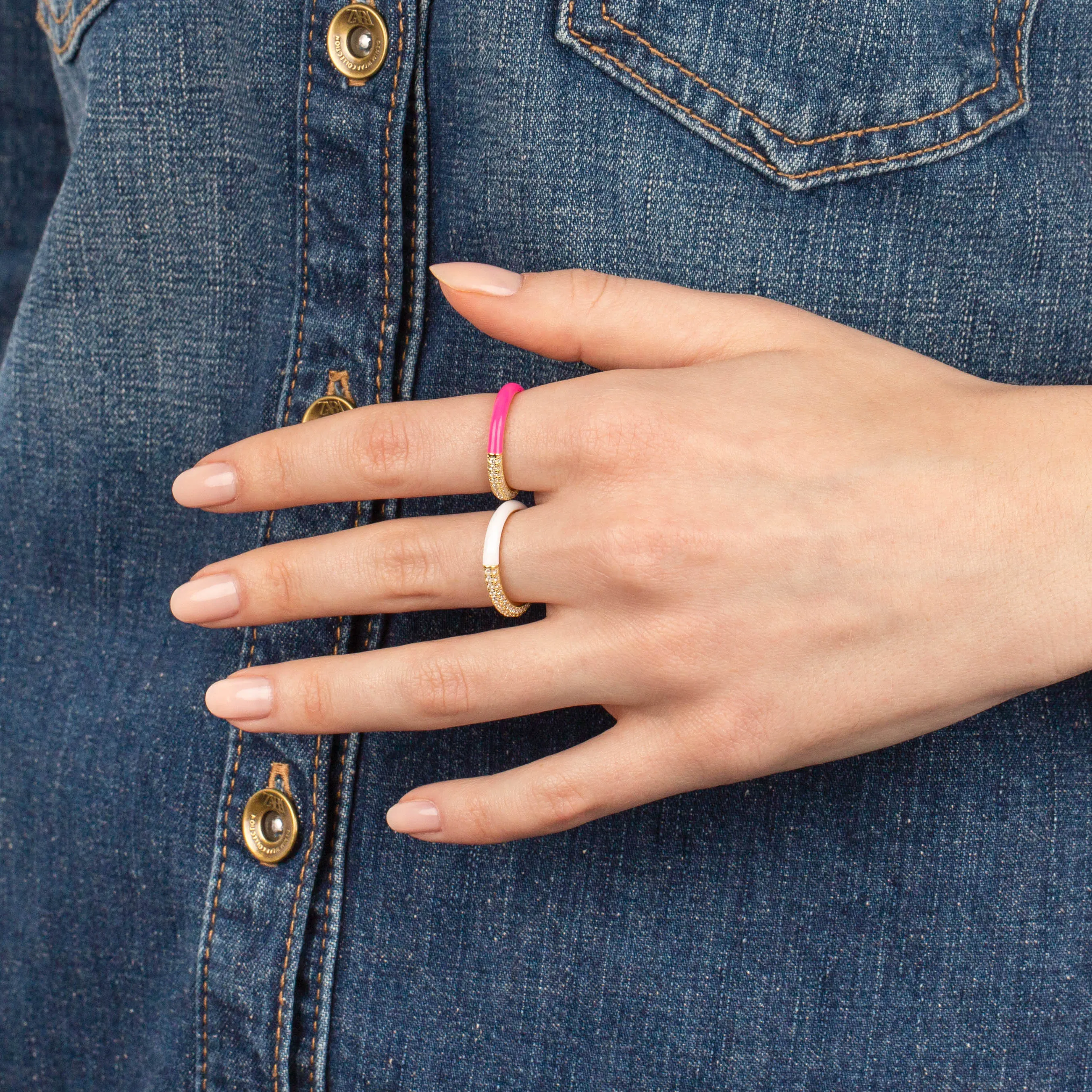 Pavé Bright Enamel Band sold by Adina Eden's product image thumbnail 2