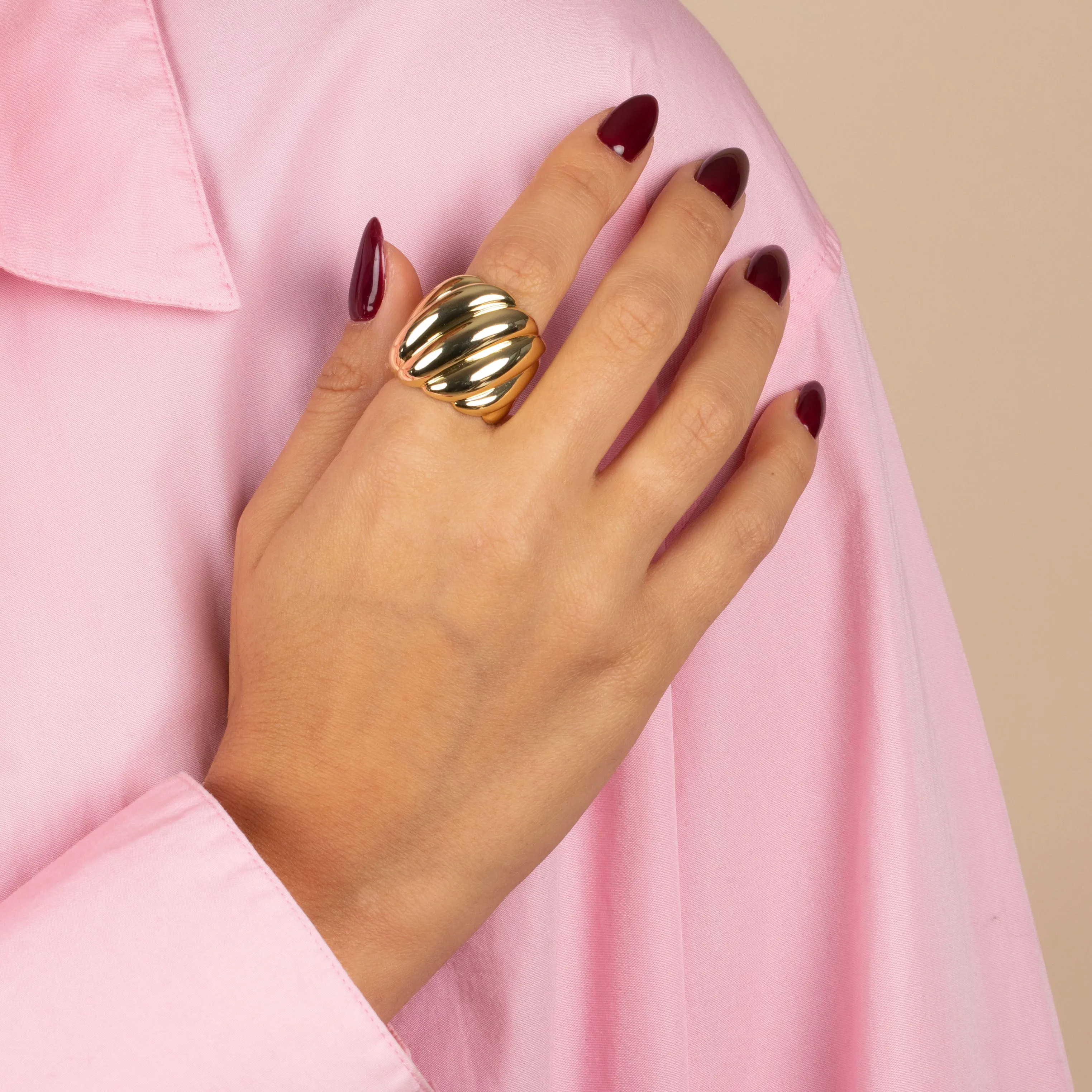 Solid Wide Ridged Band Ring sold by Adina Eden's product image thumbnail 2