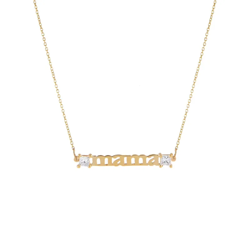 Diamond Princess Cut Mama Necklace 14K sold by Adina Eden's