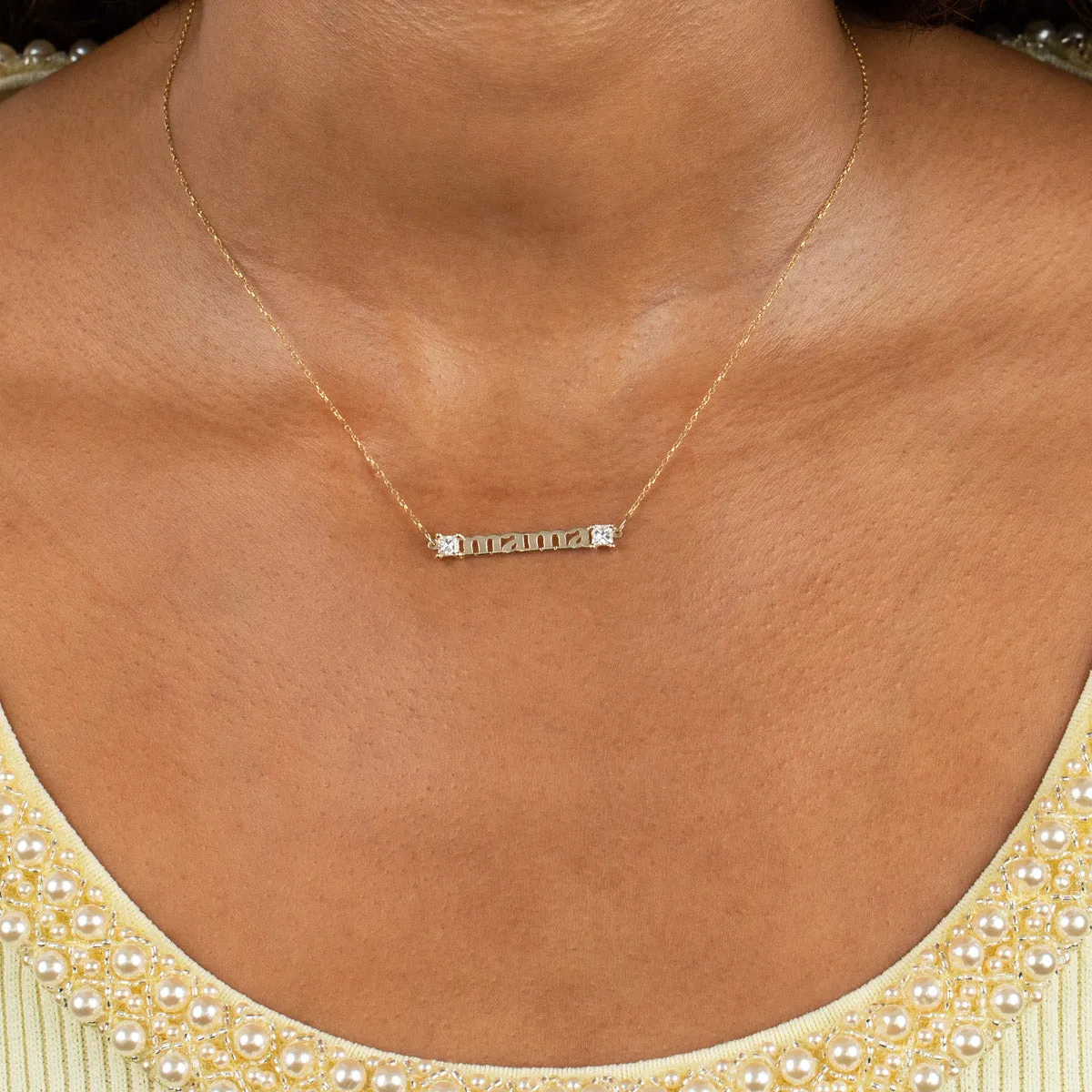 Diamond Princess Cut Mama Necklace 14K sold by Adina Eden's product image thumbnail 2