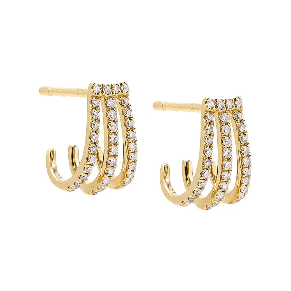 Diamond Pave Triple Caged Stud Earring 14K sold by Adina Eden's