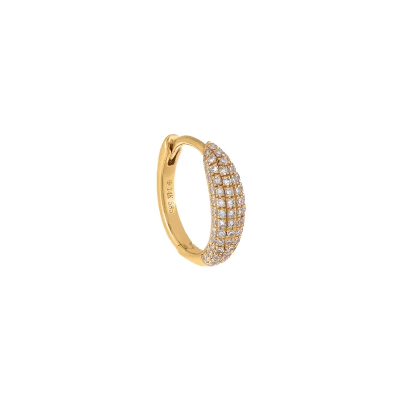 Diamond Pavé Hollow Dome Huggie Earring 14K sold by Adina Eden's