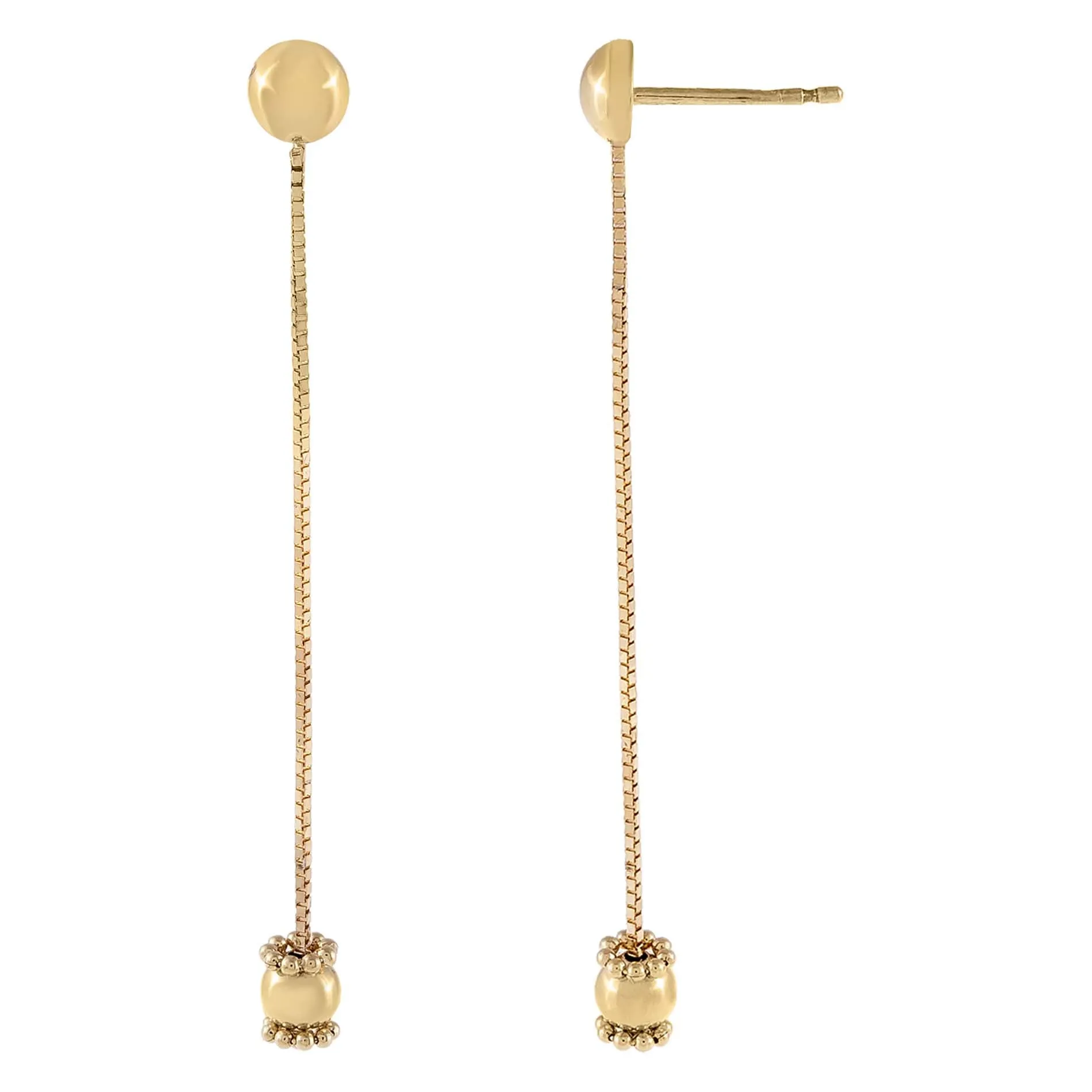 Box Chain Charm Drop Stud Earring 14K sold by Adina Eden's