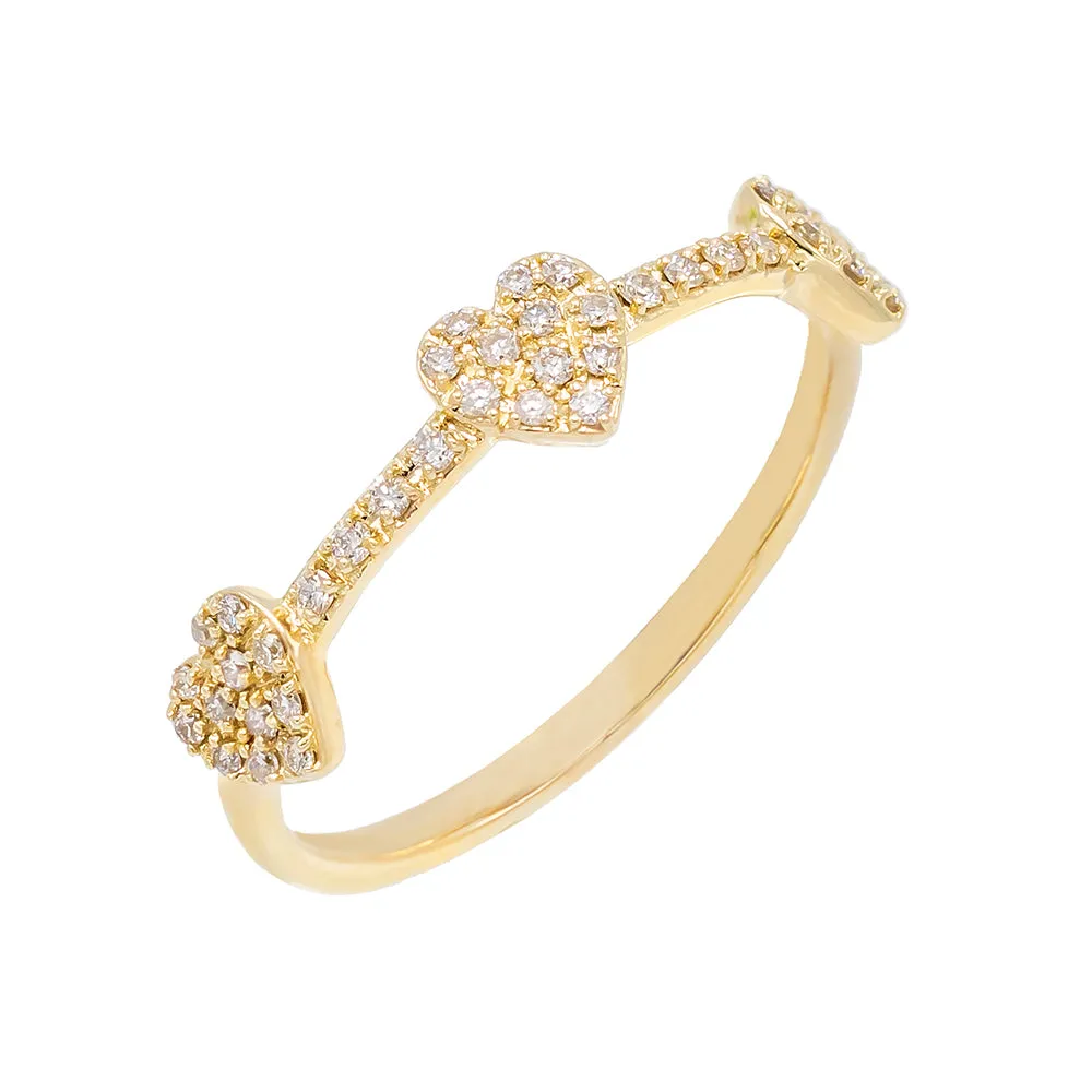 Diamond Hearts Ring 14K sold by Adina Eden's