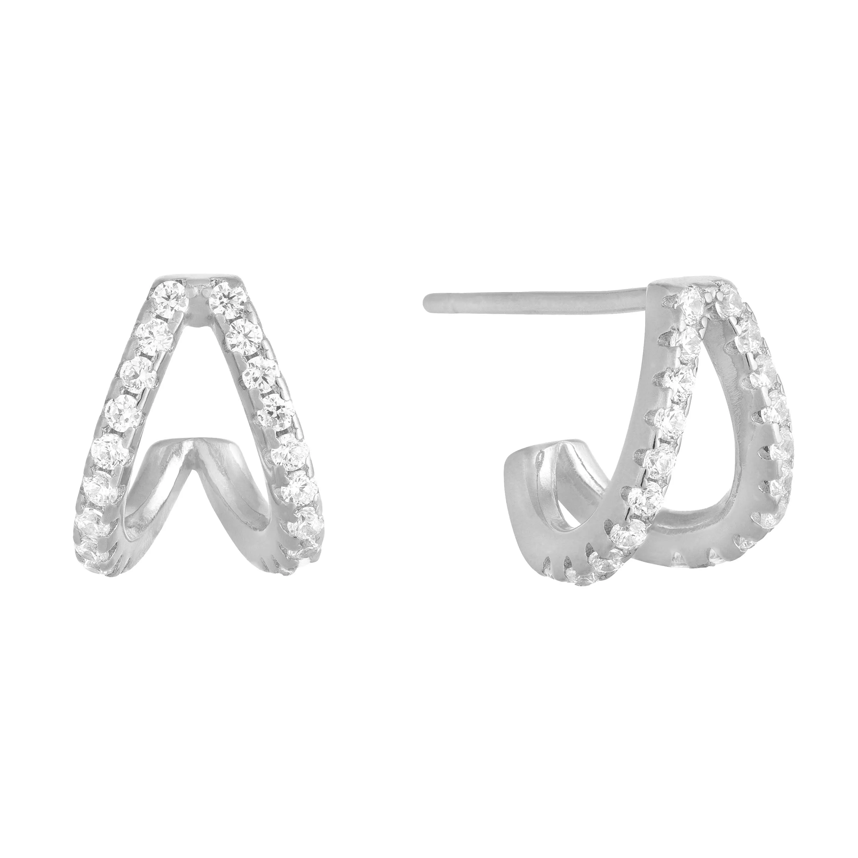 Double Pavé Half Circle Earring sold by Adina Eden's product image thumbnail 2