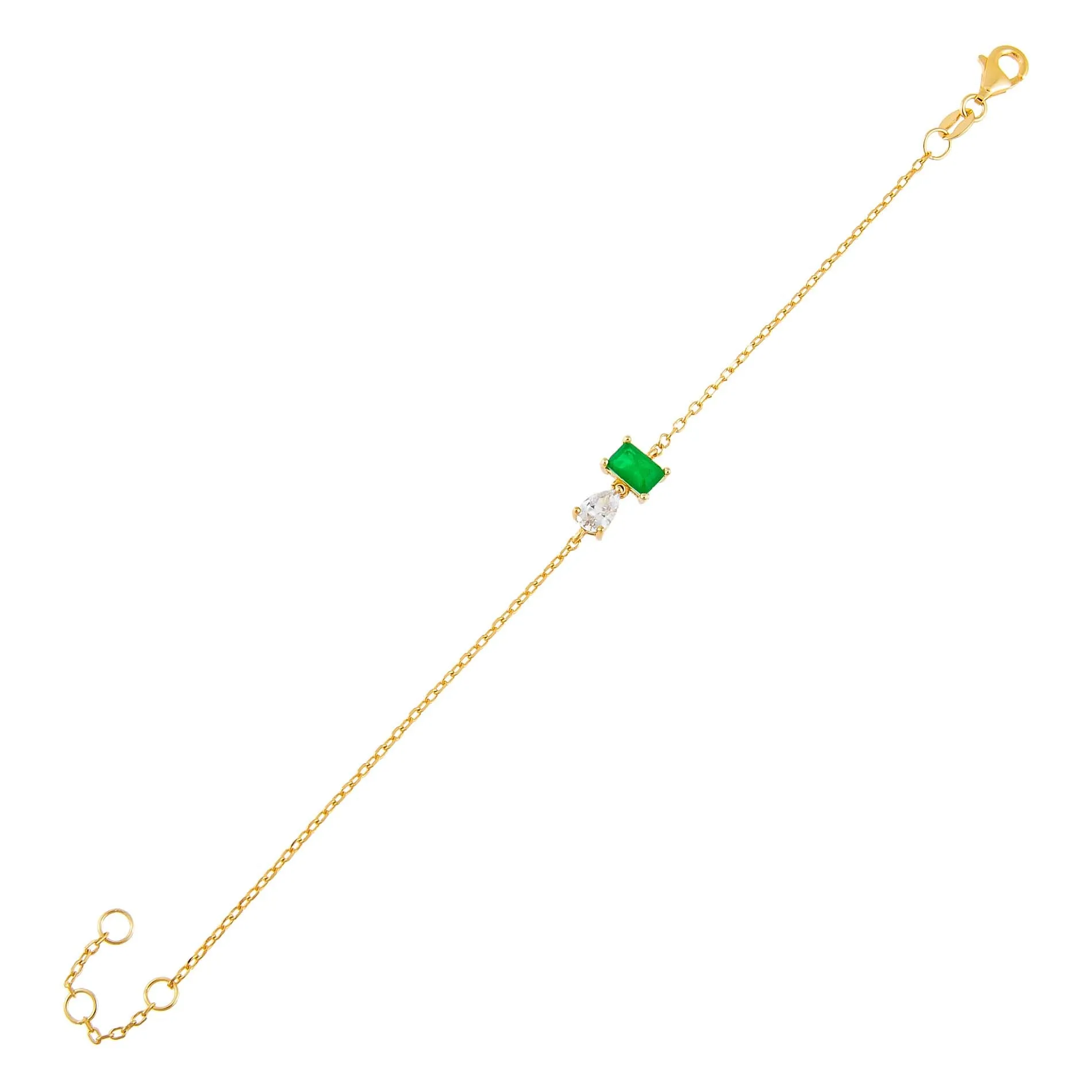 CZ Colored Emerald X Teardrop Bracelet sold by Adina Eden's