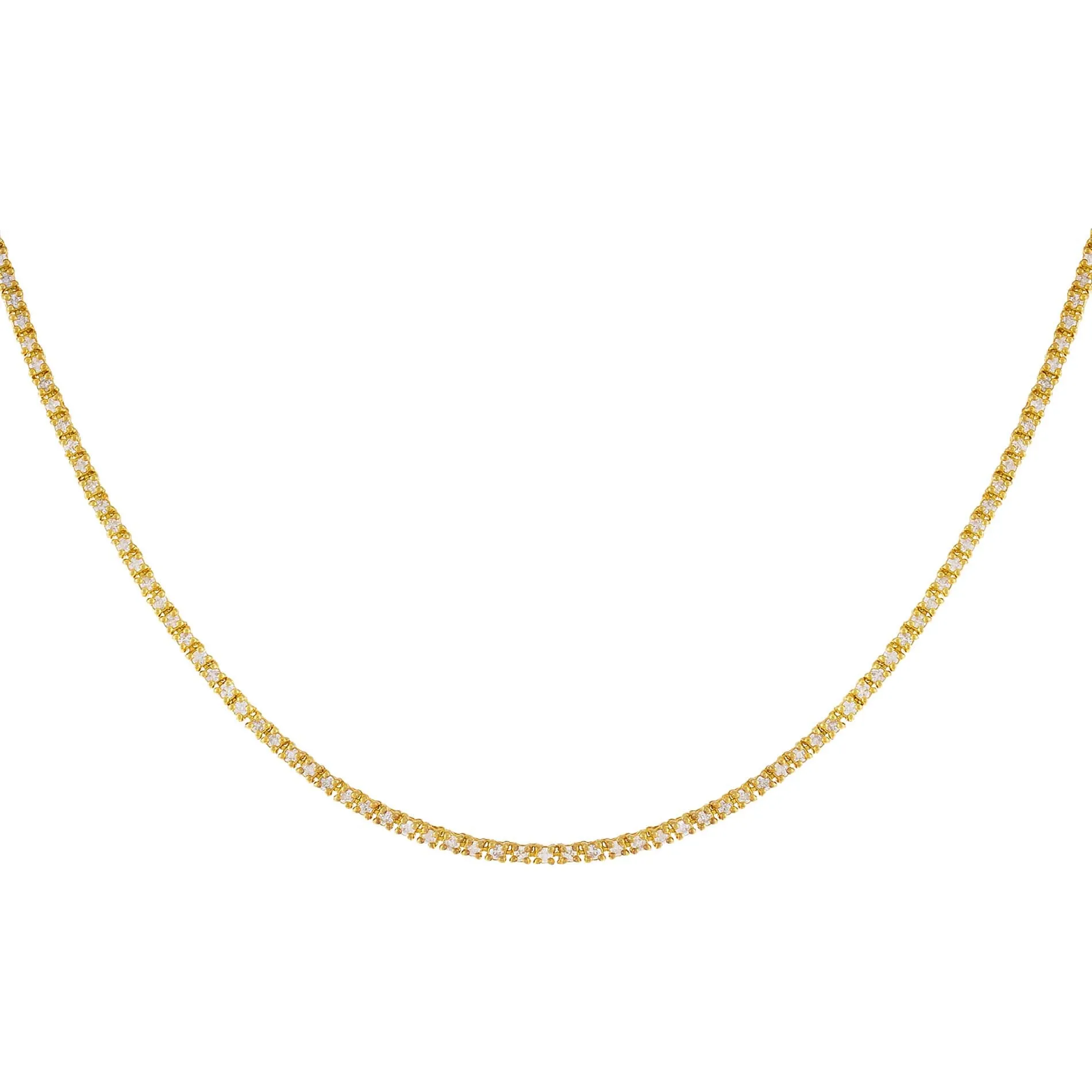 Diamond Thin Dainty Tennis Necklace 14K sold by Adina Eden's