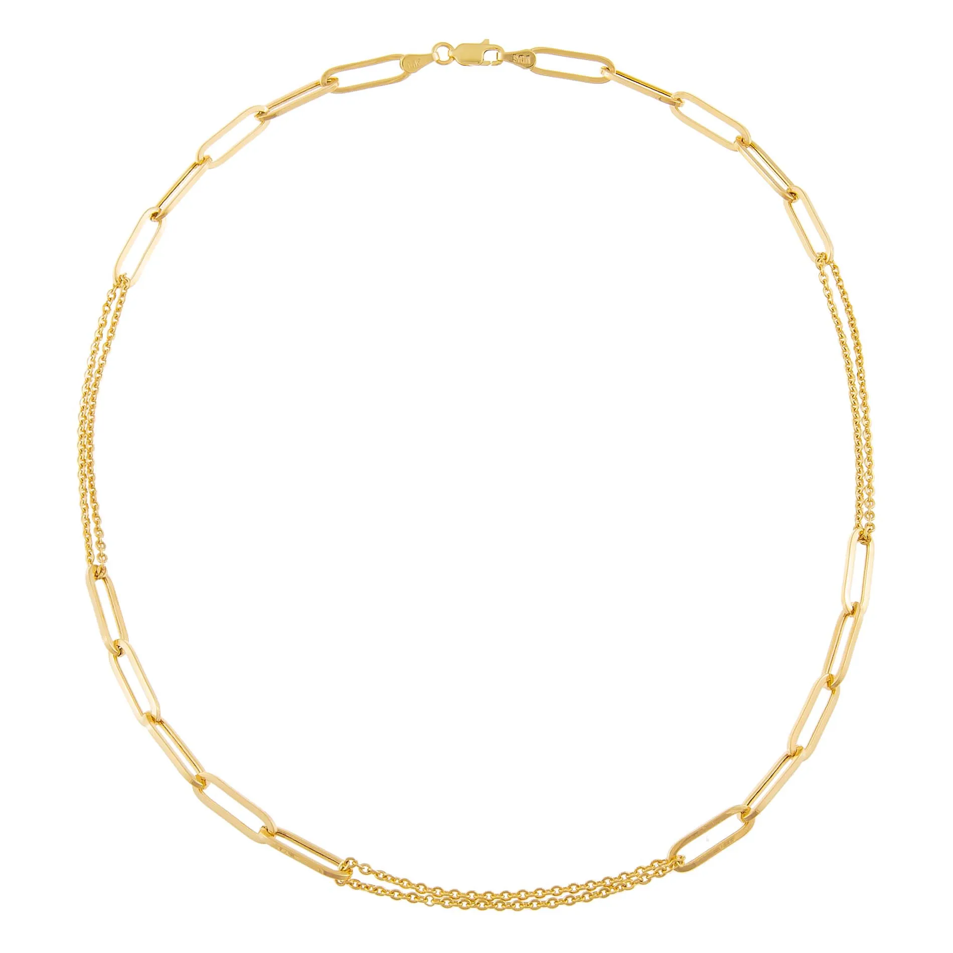Paperclip X Double Chain Necklace 14K sold by Adina Eden's product image thumbnail 2