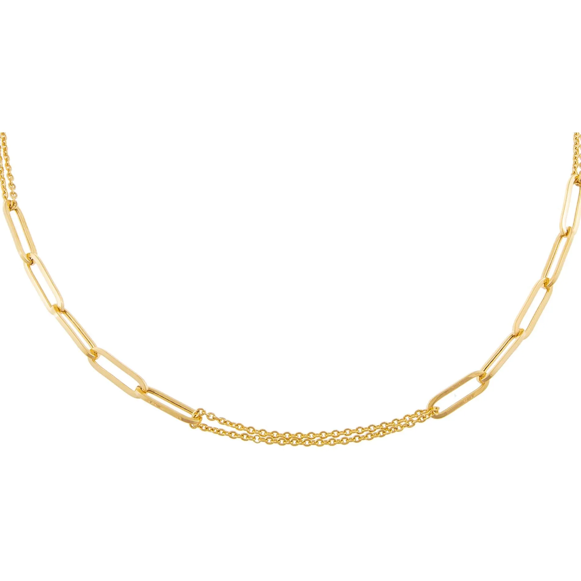 Paperclip X Double Chain Necklace 14K sold by Adina Eden's