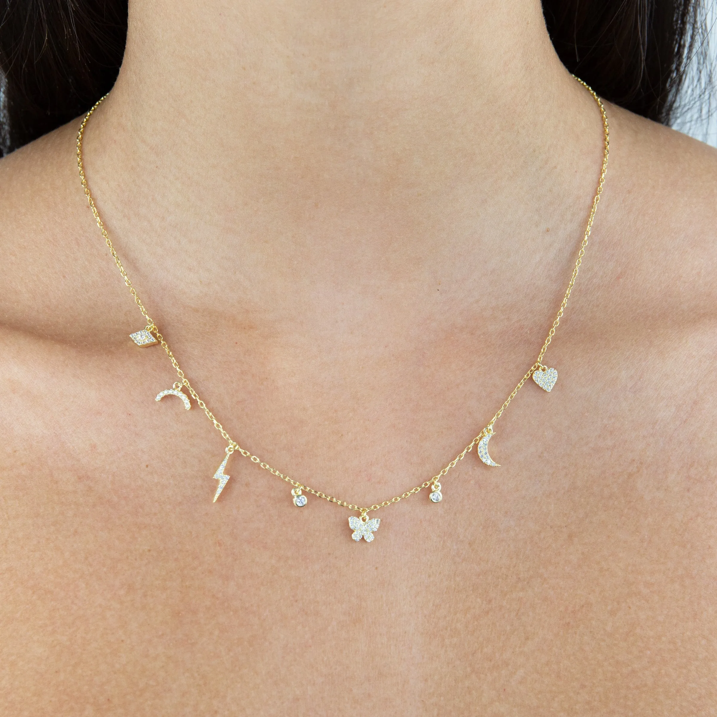 Pavé Mini Charms Necklace sold by Adina Eden's product image thumbnail 2