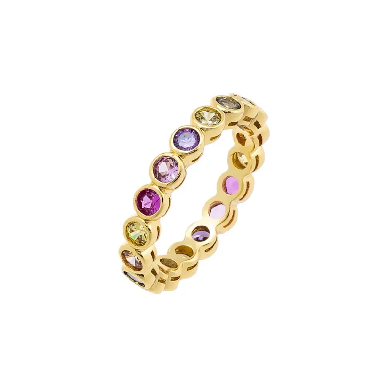 Multi Color Solitaire Bezel Eternity Band Ring sold by Adina Eden's
