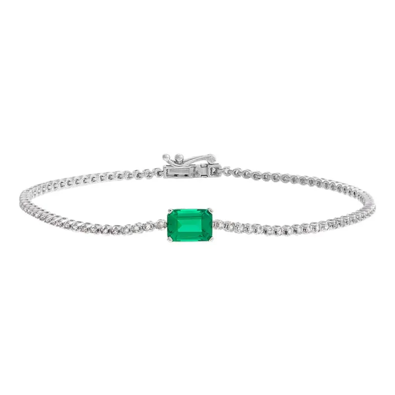 Emerald x Diamond Tennis Bracelet 14K sold by Adina Eden's