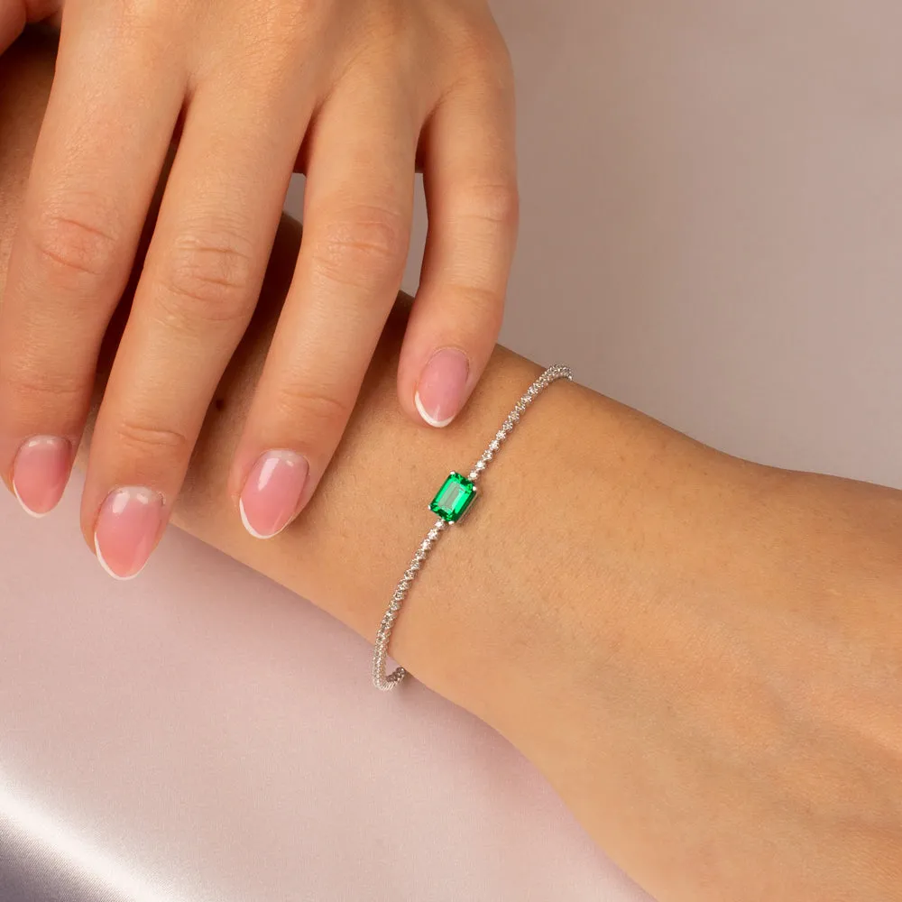 Emerald x Diamond Tennis Bracelet 14K sold by Adina Eden's product image thumbnail 2