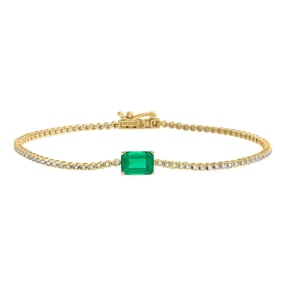 Emerald x Diamond Tennis Bracelet 14K sold by Adina Eden's product image thumbnail 3