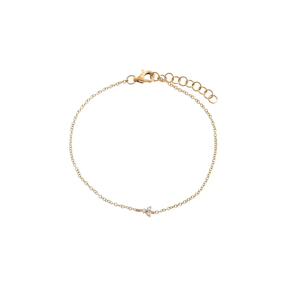 Diamond Dainty Trio Cluster Bracelet 14K sold by Adina Eden's