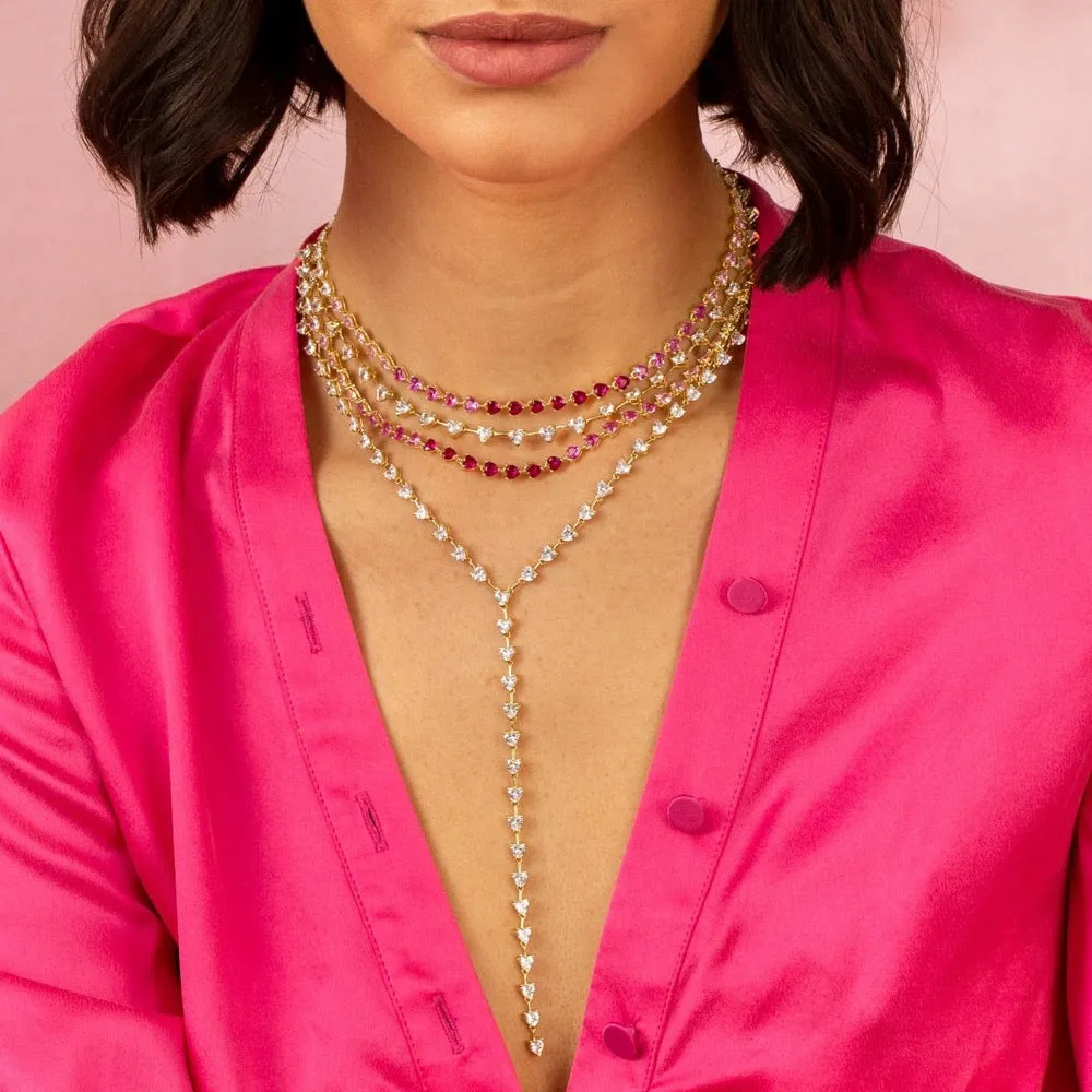 CZ Heart Stone Lariat sold by Adina Eden's product image thumbnail 3