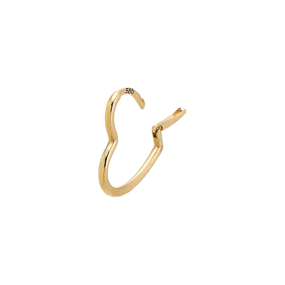 Solid Open Heart Huggie Earring 14K sold by Adina Eden's product image thumbnail 5